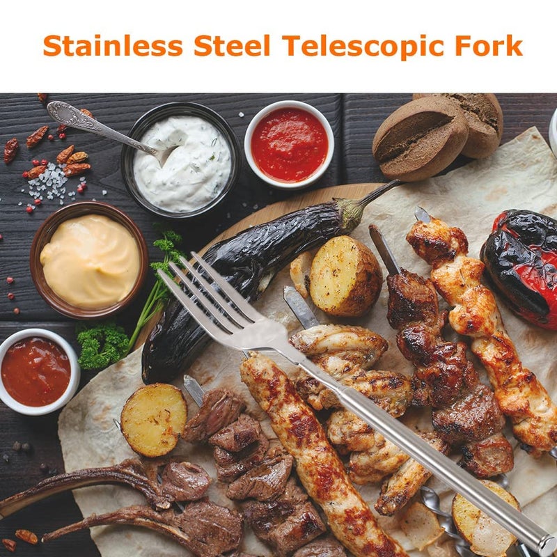 Cuifati Family Dinner Folk ?for BBQ, Dinner, Dessert, Sausages, Hot Dogs, Vegetables etc?22.1 to 64.6cm adjustable ?Sturdy and Stainless Steel (1) - Image 2